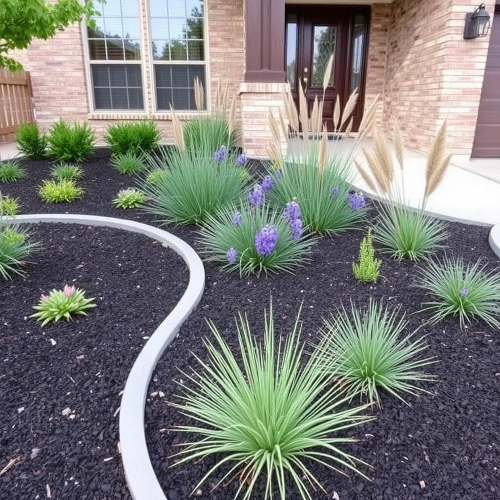 Newly installed drought-tolerant Dallas landscape