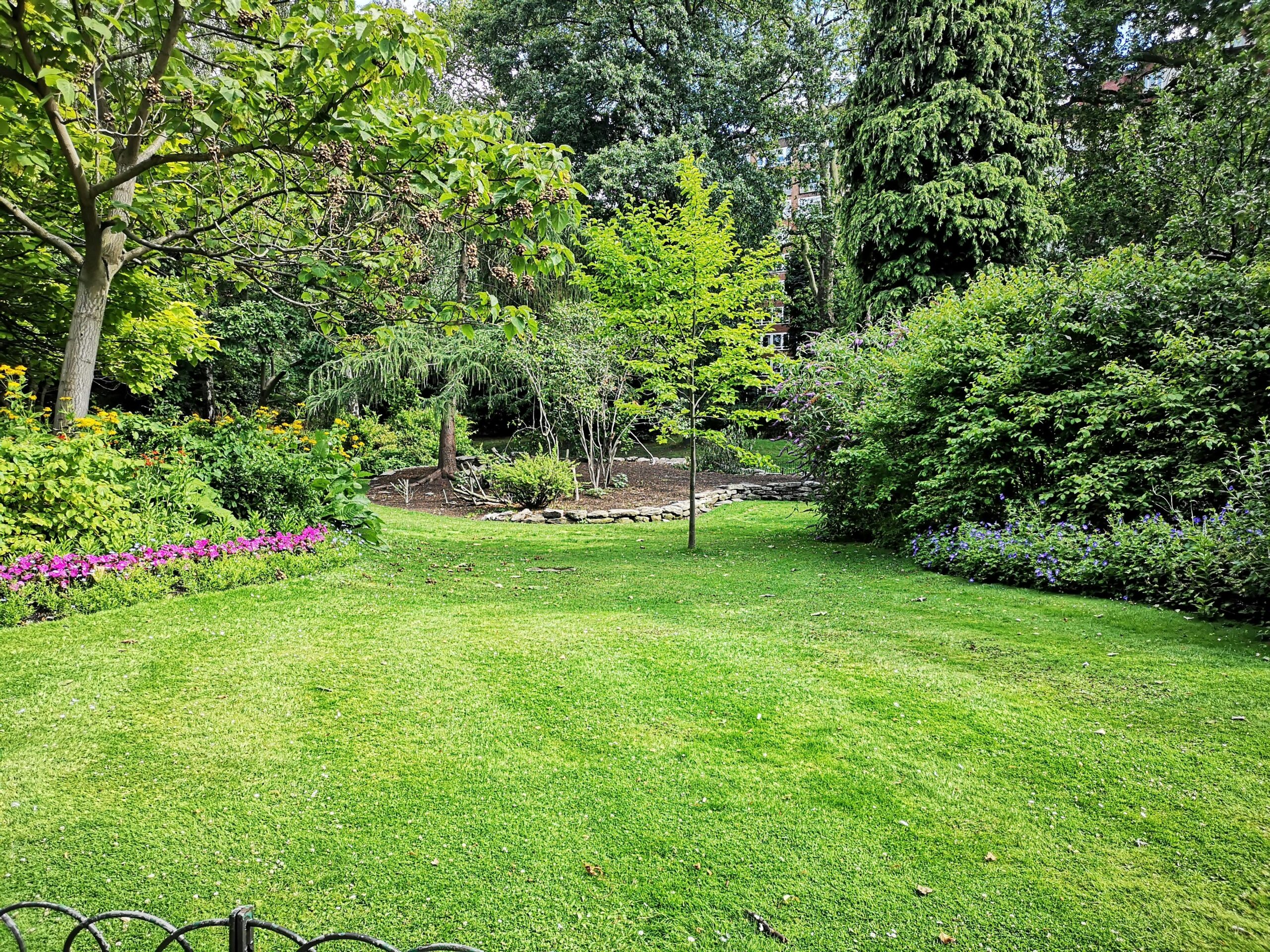 Keller landscape maintenance with trimmed shrubs, mulched flower beds, and a healthy green lawn in front of a home.